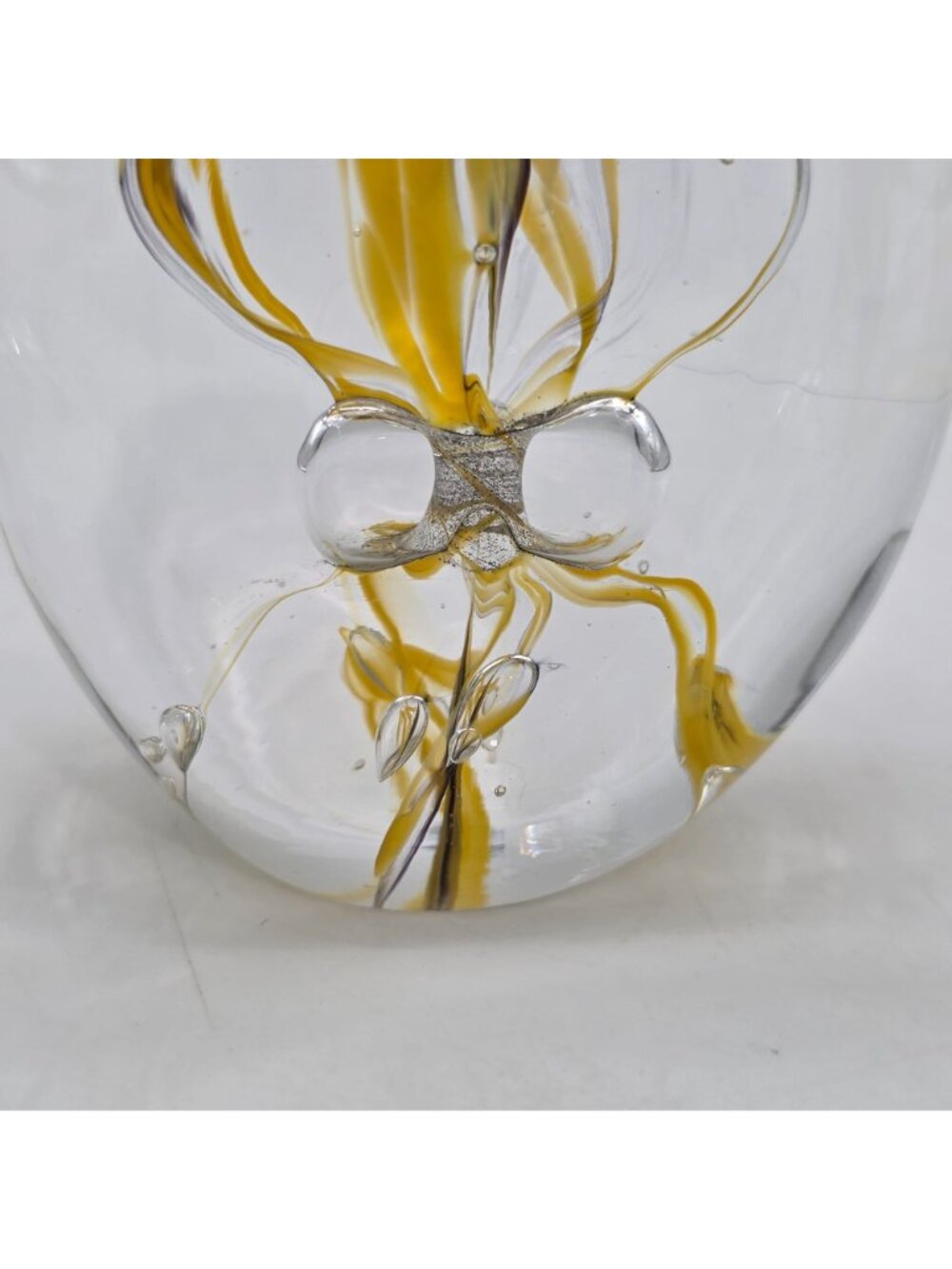 Kris Pfeiffer Brilliant Handmade Glass Paperweight Yellow Abstract Design Hollan - Picture 3 of 9